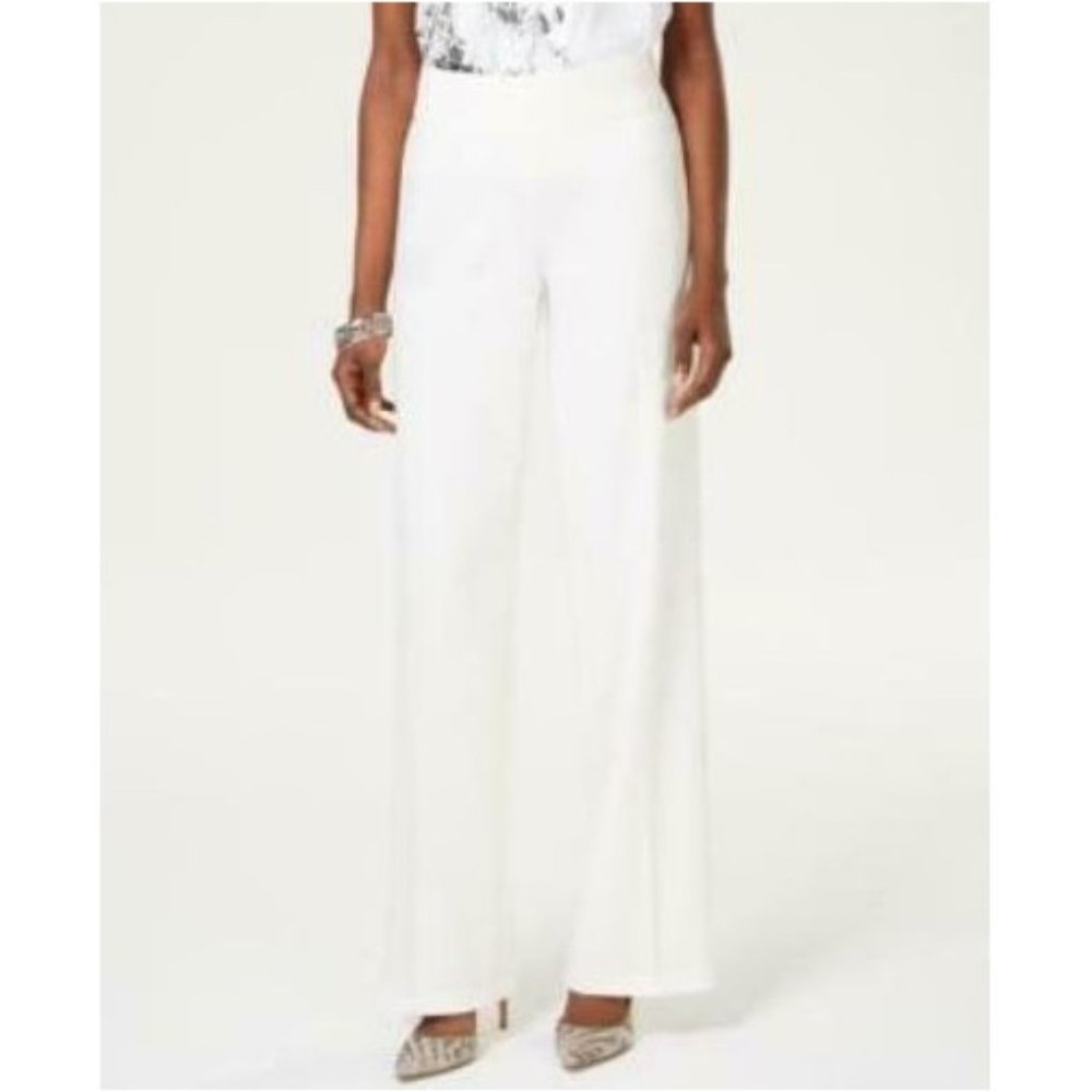 Wide-Leg Crêpe Side Zip High Waist Pants